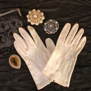 Vintage Gant Madeleine White Ladies Gloves Small